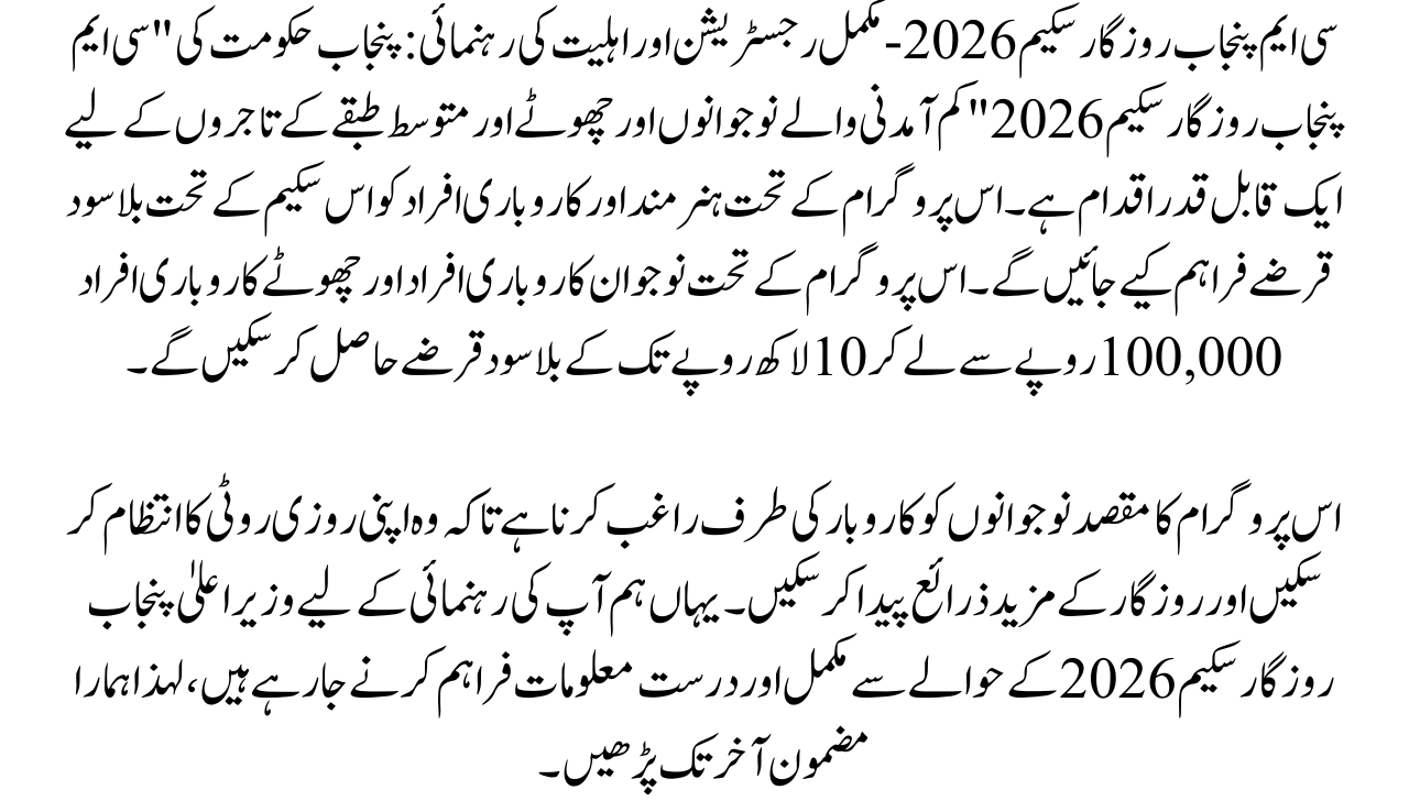 CM Punjab Rozgar Scheme 2026 – Complete Registration & Eligibility Guide