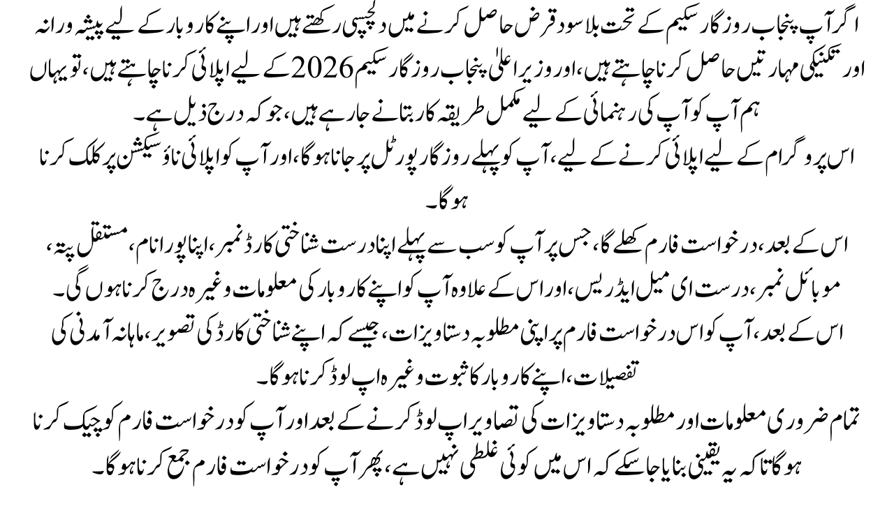 How to Apply for CM Punjab Rozgar Scheme 2026